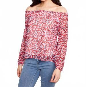 NEW CHARLIE B printed off shoulder blouse in dixie